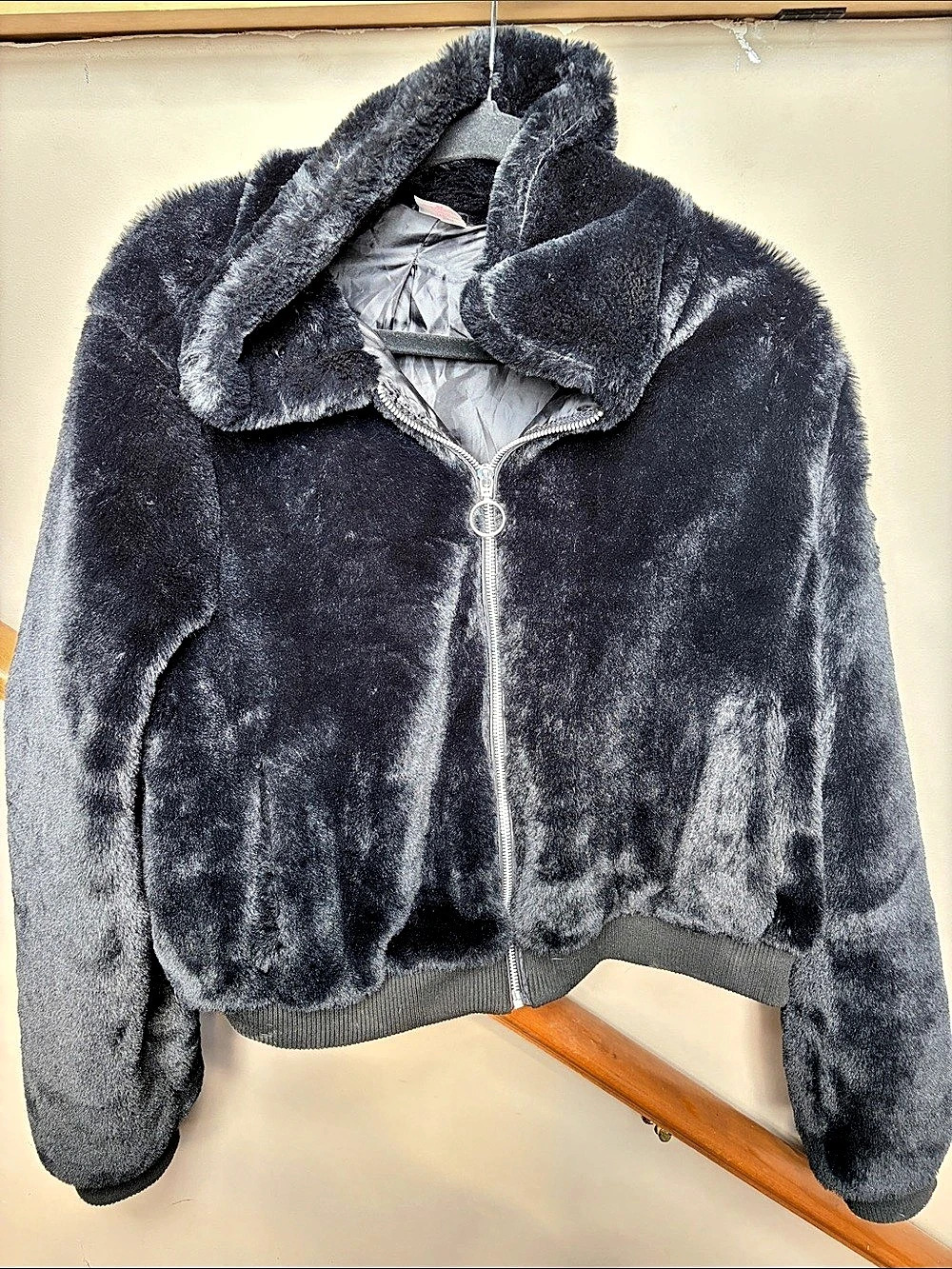 No Boundaries Faux Fur Jacket Black XL